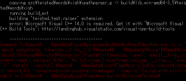 Python ライブラリインストール時に Error Microsoft Visual C 14 0 Is Required エラーが発生
